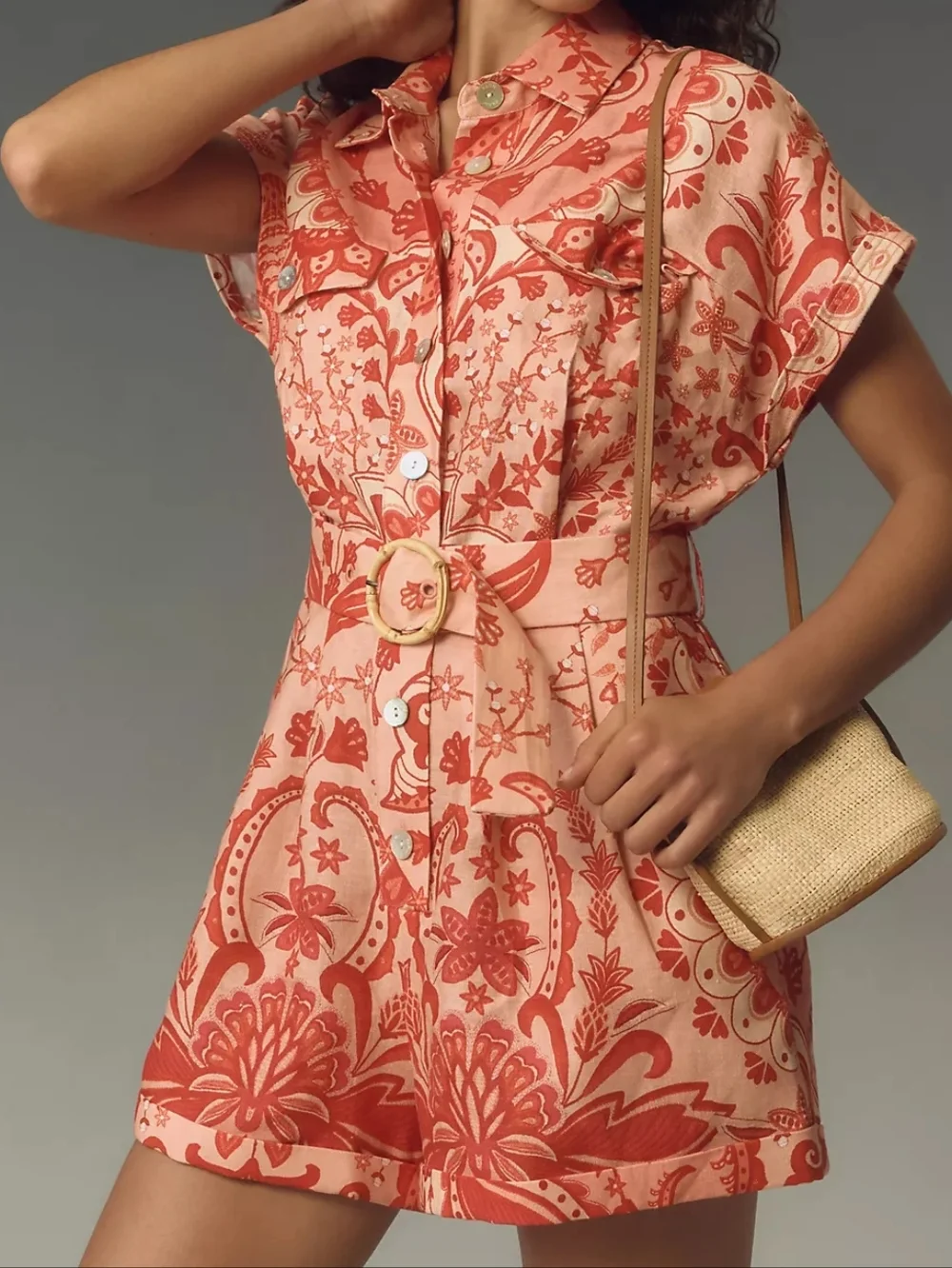 FARM Rio 100% Linen Jaipur Floral Paisley  Romper - Picture 8 of 14